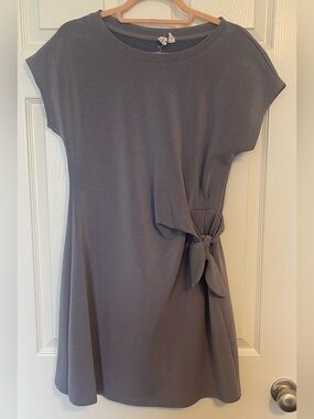 Cable & Gauge Slate Tie-Waist Mini Dress in Gray